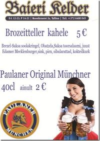 Baieri Kelder pakkumine Münchenis toimuva Oktoberfesti auks